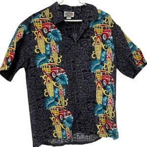 Vtg Hawaiian AOP‎ Button Up Cotton Shirt Mens Car XL Floral Dadcore Cruisewear